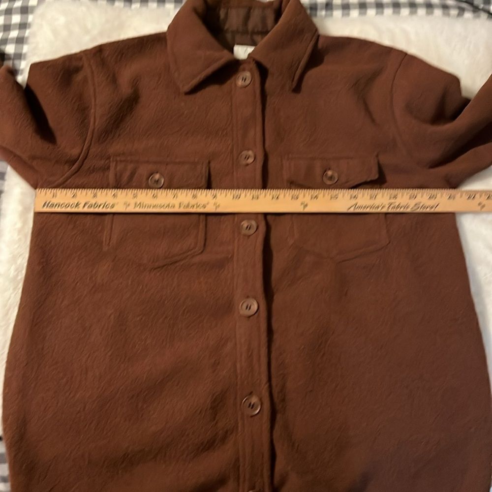 New! Joie Fleece Shirt Jacket Shacket Brown Button Down Size Medium - Picture 11 of 14